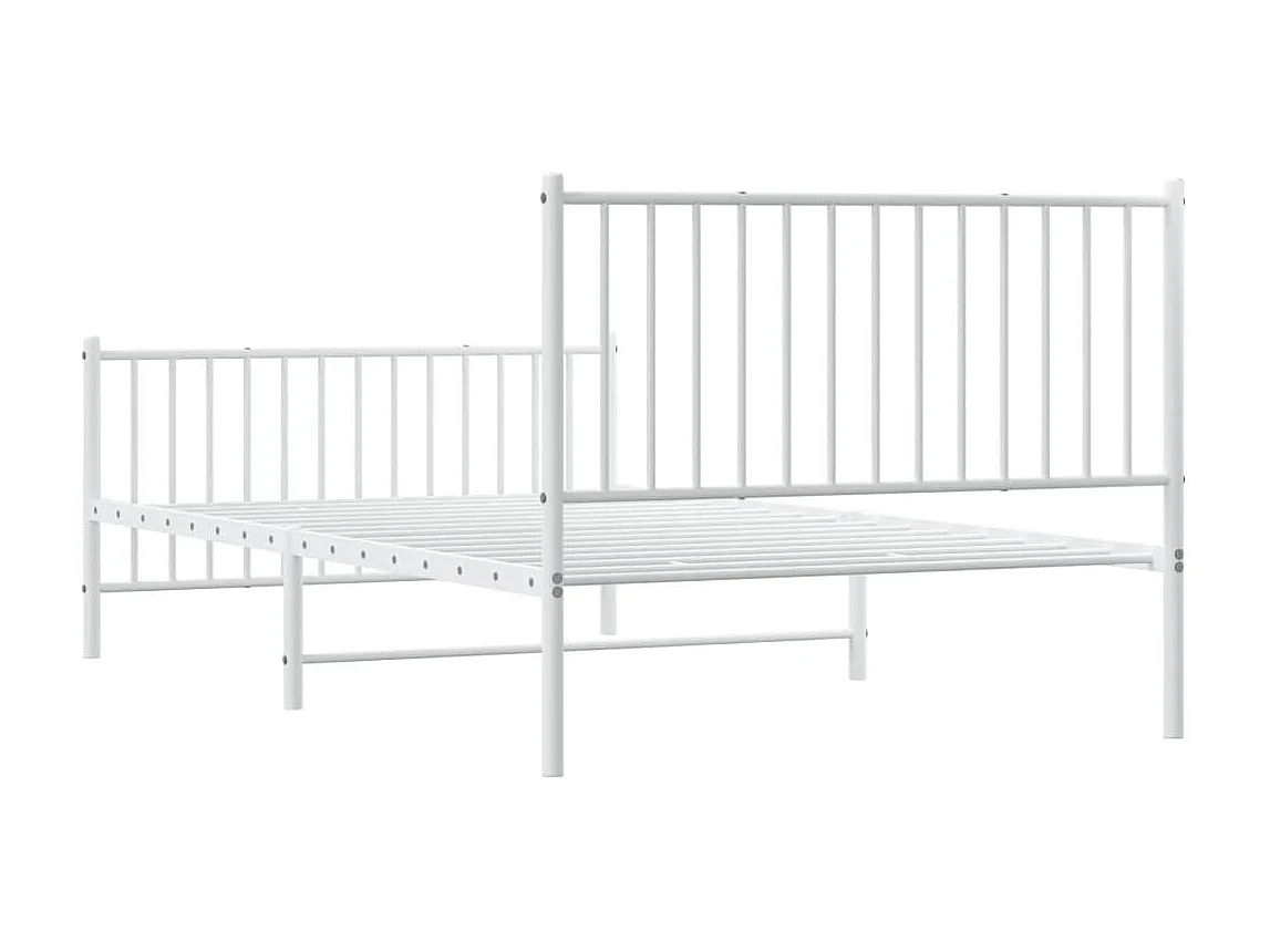 Lit simple | Lit adulte, enfant | Cadre de lit métal et pied de lit blanc 107x203 cm