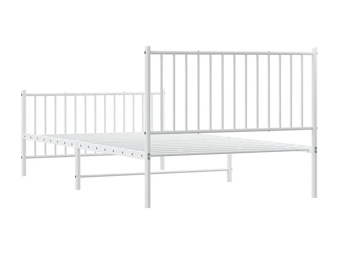 Lit simple | Lit adulte, enfant | Cadre de lit métal et pied de lit blanc 107x203 cm