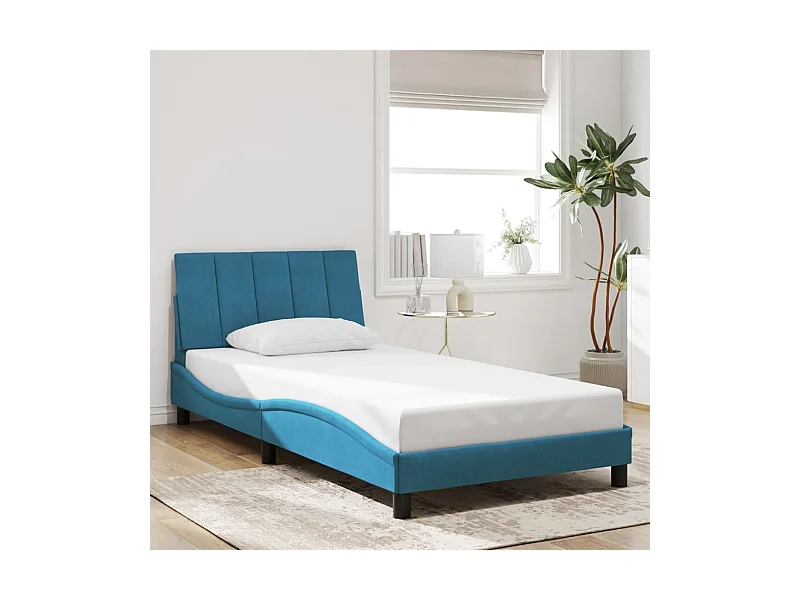 Letto per adulti | Letto singolo | Giroletto senza Materasso Hanko Blu 100x200 cm in Velluto