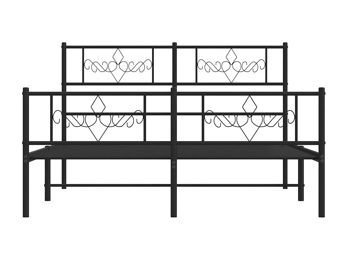 Lit simple | Lit adulte, enfant | Cadre de lit métal avec pied de lit noir 120x190cm