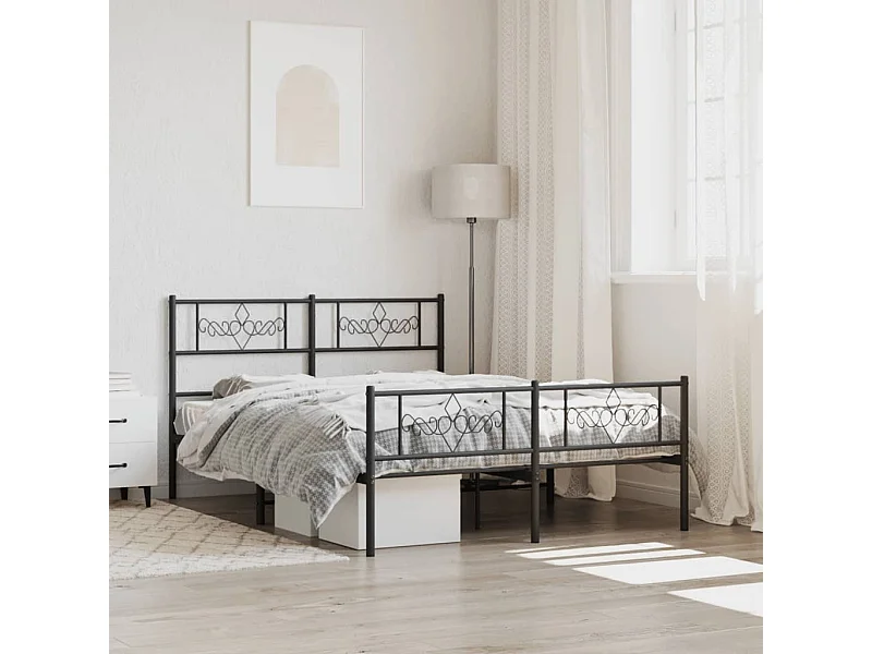 Lit simple | Lit adulte, enfant | Cadre de lit métal avec pied de lit noir 120x190cm