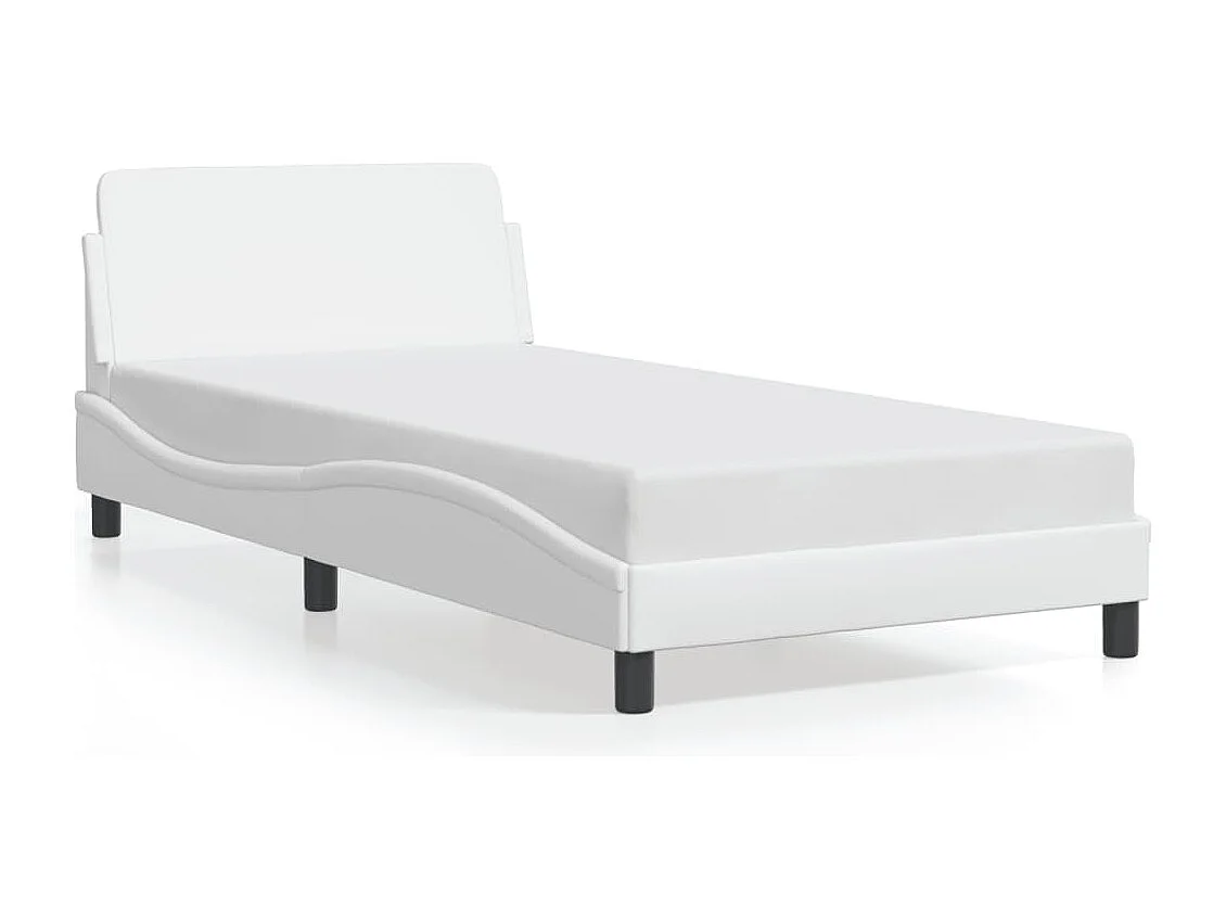 Lit simple | Lit adulte, enfant | Cadre de lit blanc 100x200 cm similicuir