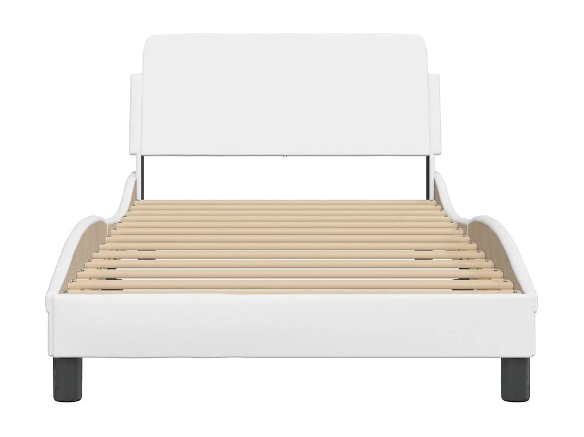 Lit simple | Lit adulte, enfant | Cadre de lit blanc 100x200 cm similicuir