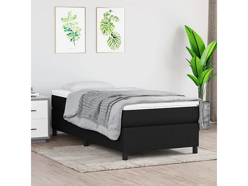 Lit simple | Lit adulte, enfant | Cadre de lit noir 100x200 cm tissu
