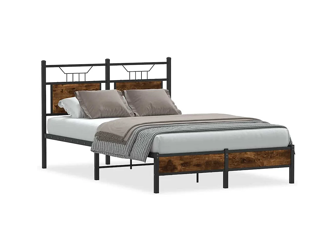 Letto per adulti | Letto singolo | Giroletto senza Materasso Rovere Fumo 120x200 cm in Truciolato