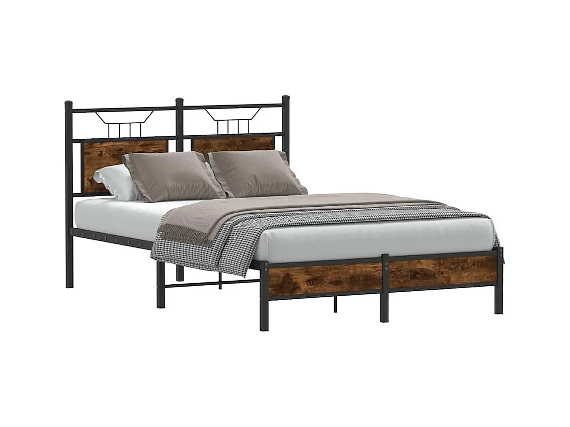 Letto per adulti | Letto singolo | Giroletto senza Materasso Rovere Fumo 120x200 cm in Truciolato