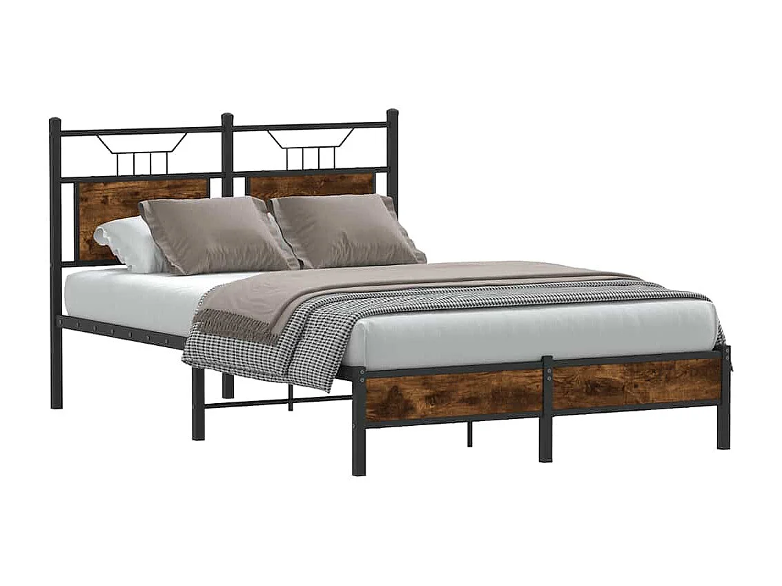 Letto per adulti | Letto singolo | Giroletto senza Materasso Rovere Fumo 120x200 cm in Truciolato