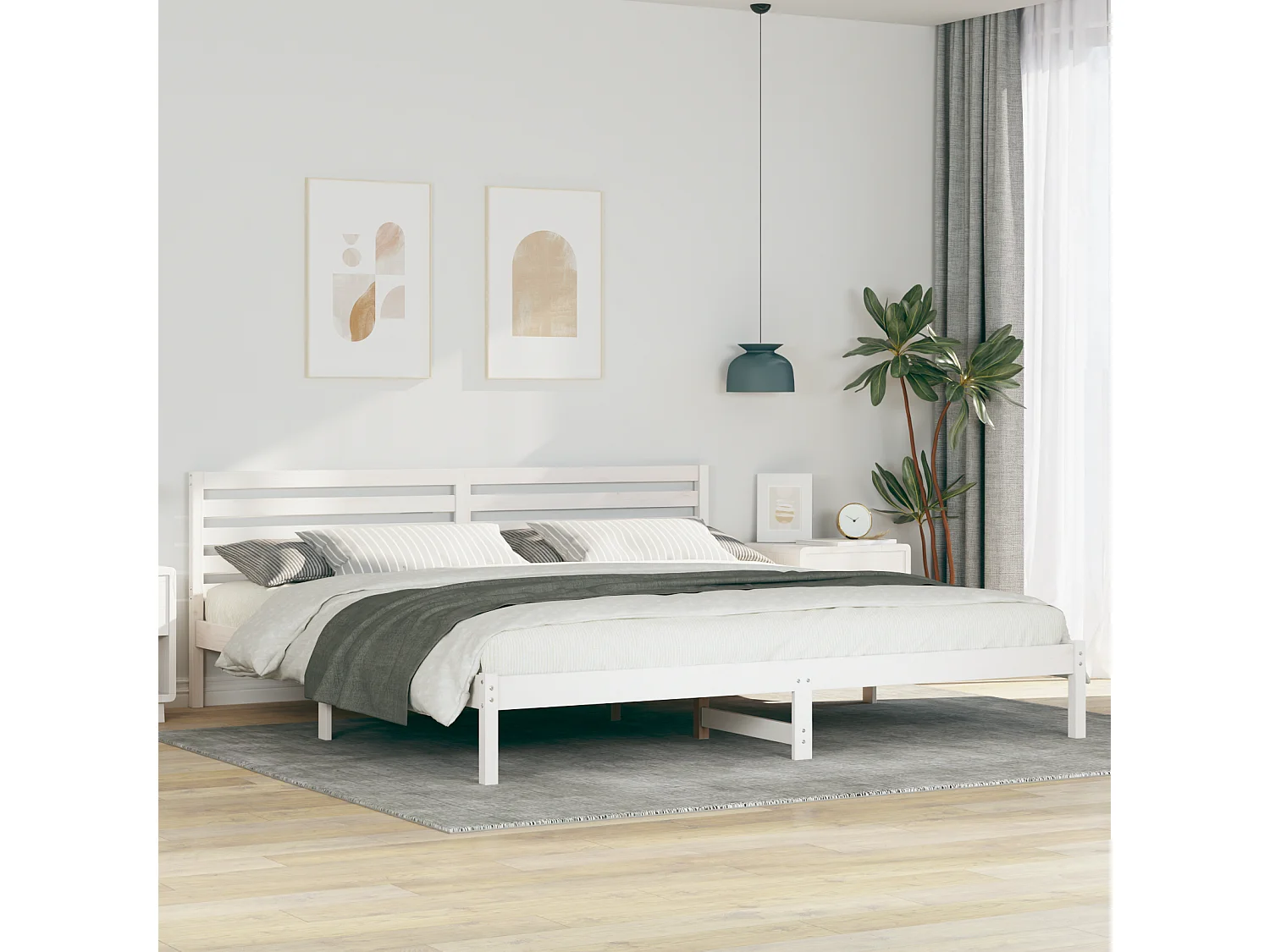 Lit double | Lit adulte | Cadre de lit Blanc 180x210 cm Bois massif en pin