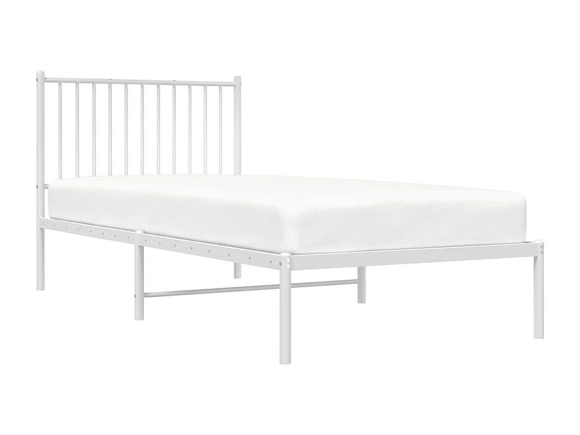 Lit simple | Lit adulte, enfant | Cadre de lit métal avec tête de lit blanc 90x200cm