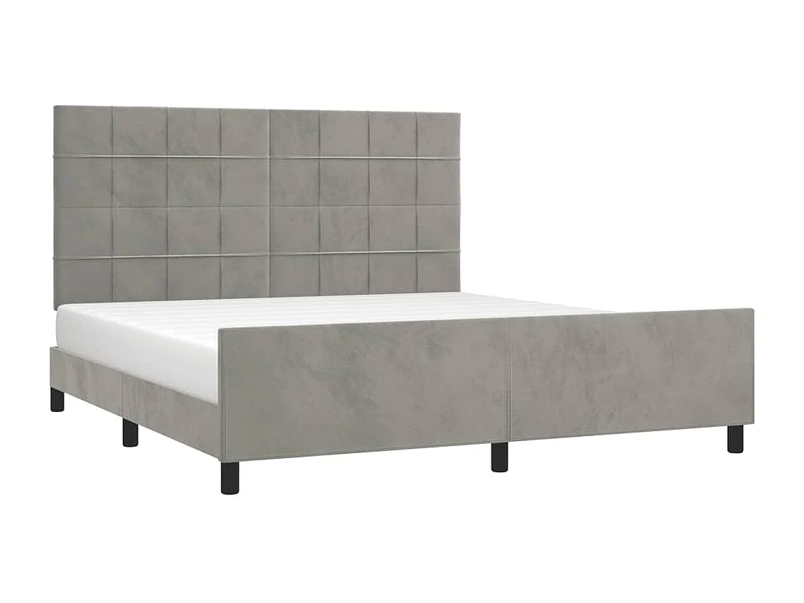 Lit double | Lit adulte | Cadre de lit gris clair 160x200 cm velours