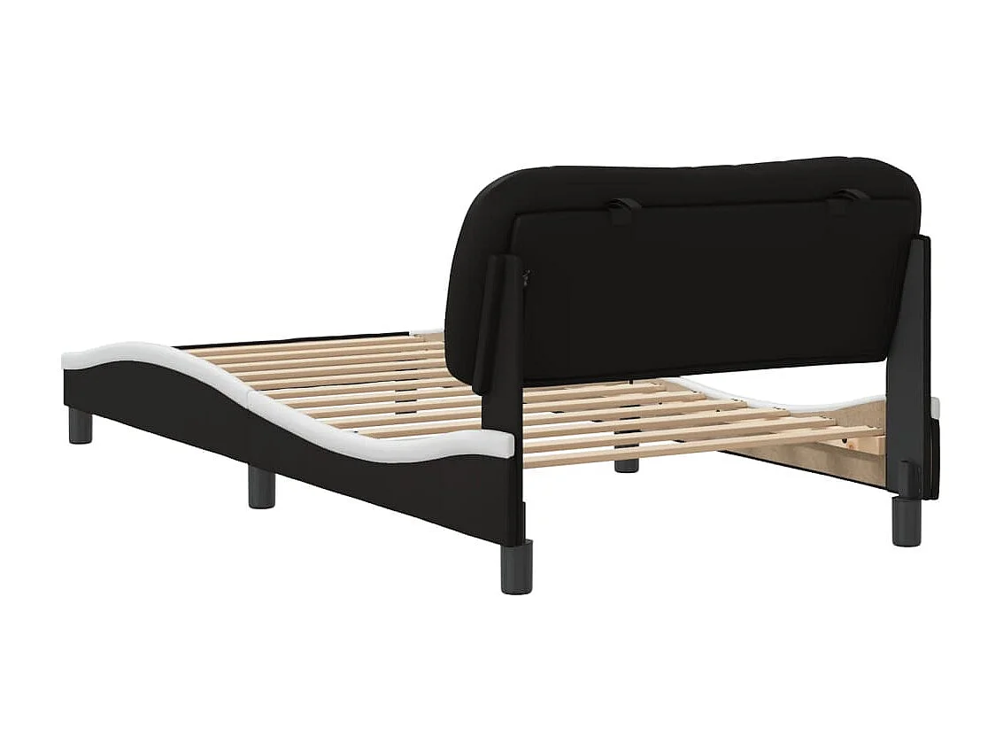 Lit simple | Lit adulte, enfant | Cadre de lit noir et blanc 100x200 cm similicuir