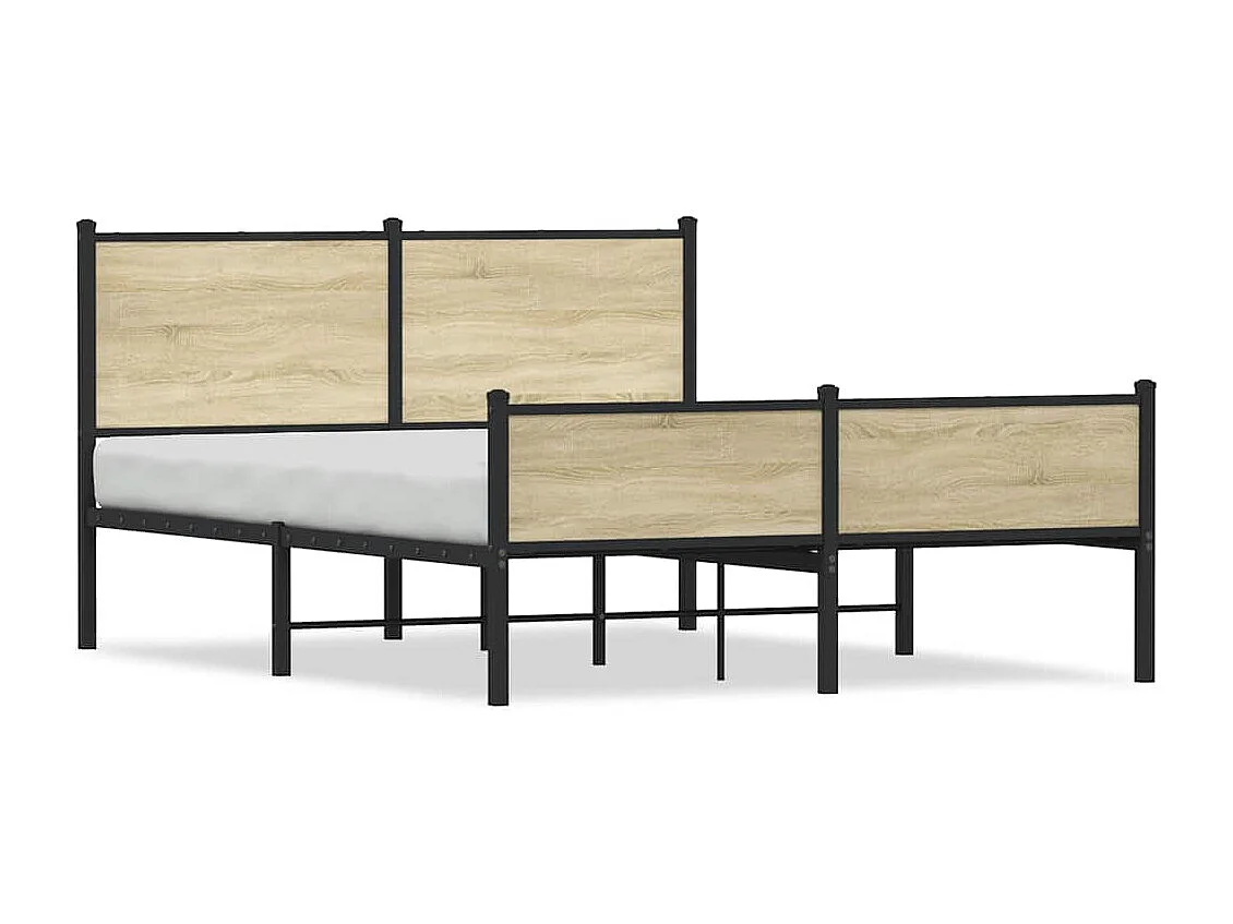 Letto per adulti | Letto matrimoniale | Giroletto senza Materaso in Metallo Rovere Sonoma 150x200 cm