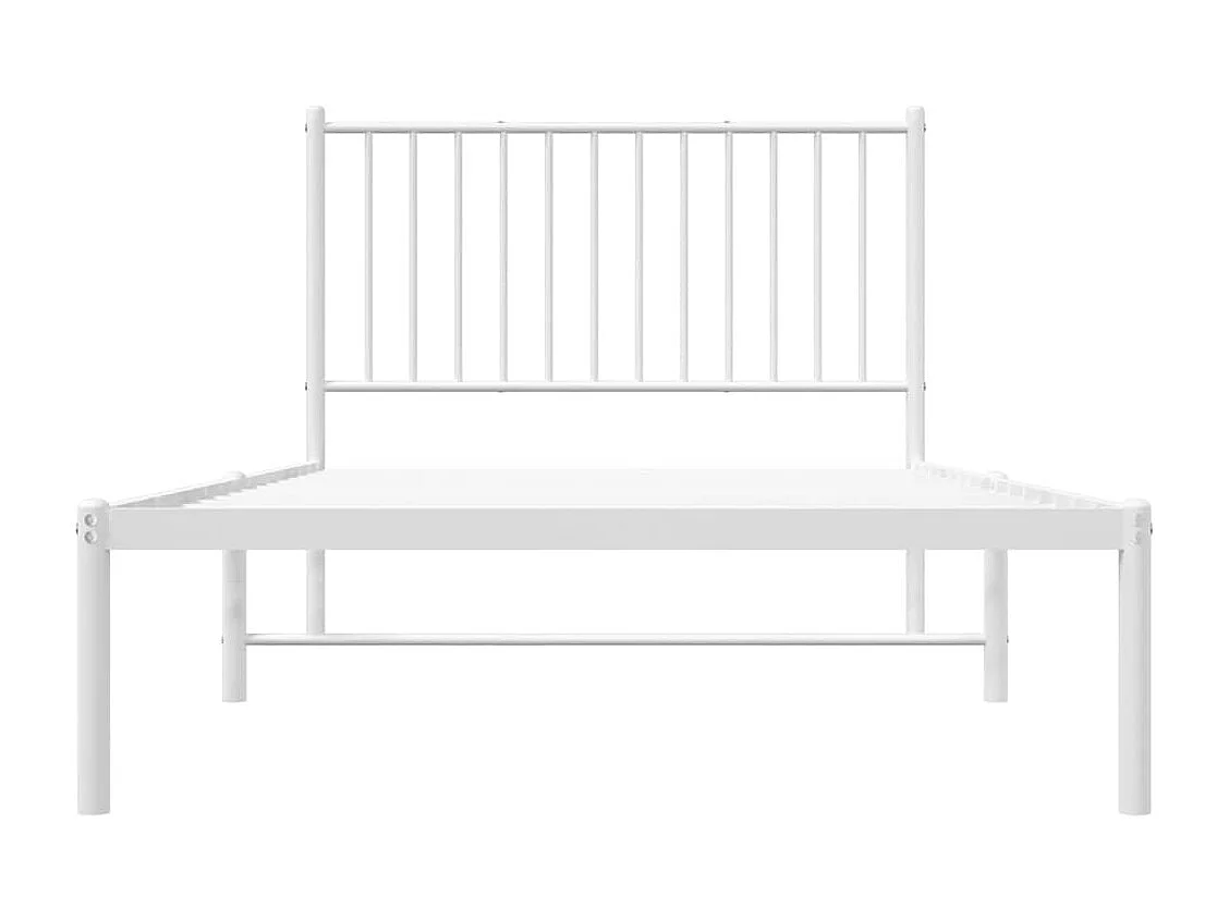 Lit simple | Lit adulte, enfant | Cadre de lit métal et tête de lit blanc 100x200 cm