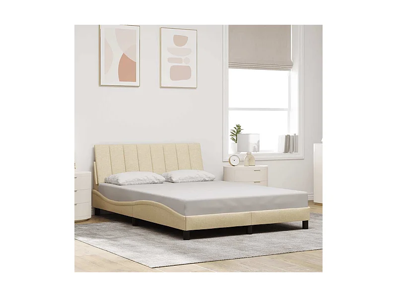 Letto per adulti | Letto matrimoniale | Giroletto senza Materasso Hanko Crema 140x200 cm in Tessuto