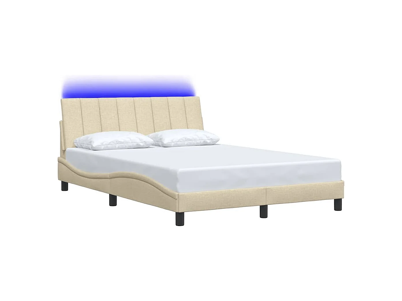 Letto per adulti | Letto matrimoniale | Giroletto senza Materasso Hanko Crema 140x200 cm in Tessuto