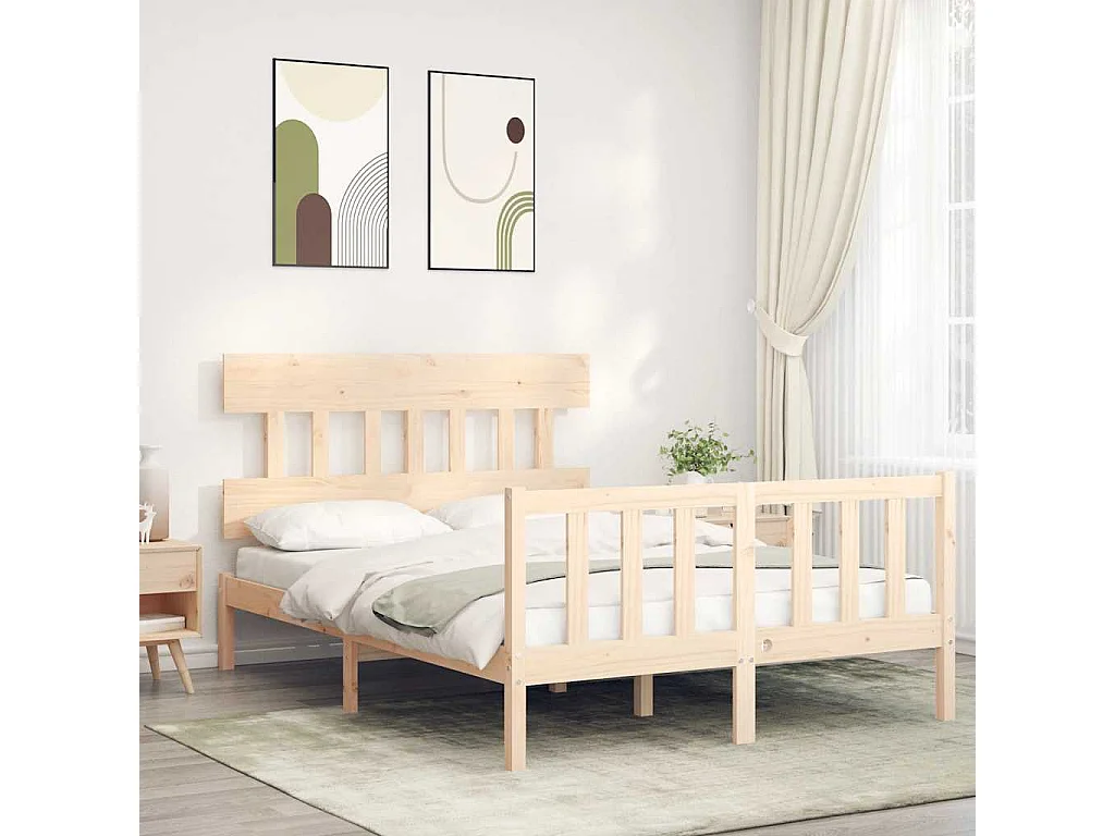 Lit double | Lit adulte | Cadre de lit 140x190 cm bois de pin massif