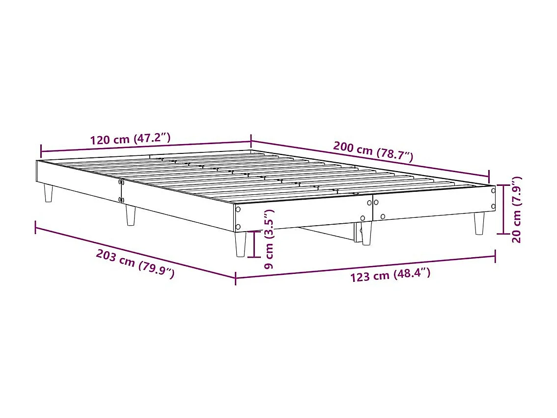 Lit simple | Lit adulte, enfant | Cadre de lit chêne sonoma 120x200 cm