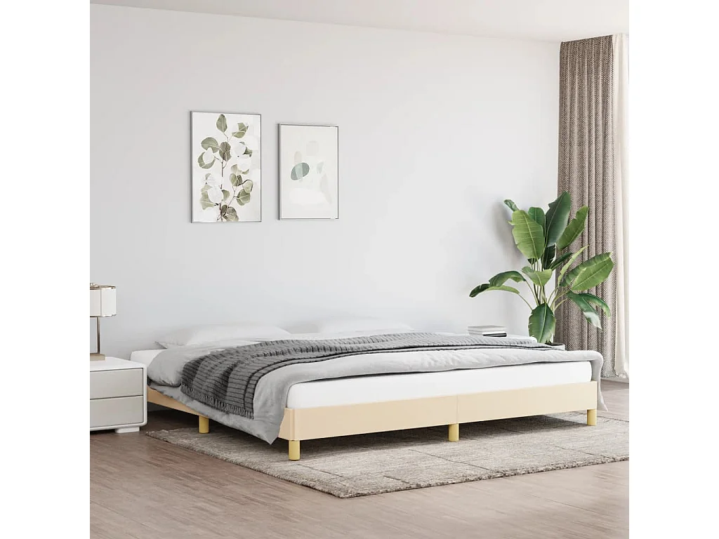 Lit double | Lit adulte | Cadre de lit crème 200x200 cm tissu