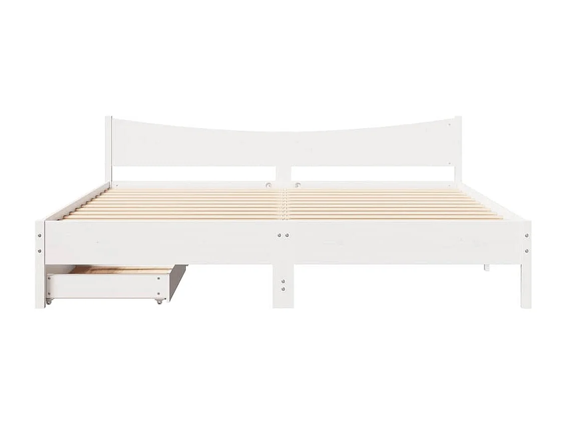 Letto per adulti | Letto matrimoniale | Giroletto con Cassetti Bianco 180x200 cm Legno Massello di Pino