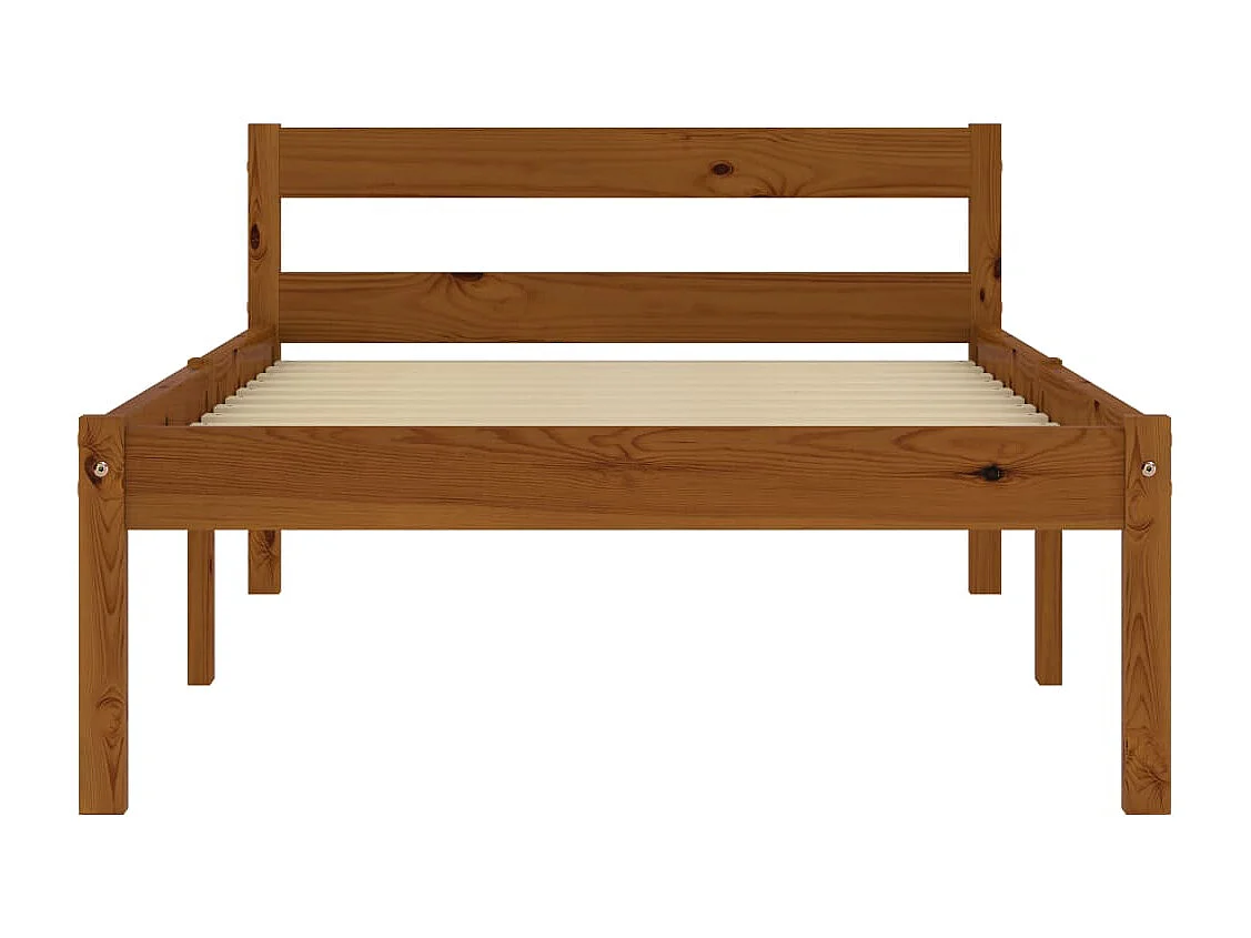 Letto per adulti | Letto singolo | Giroletto senza Materasso Ambrato Legno Massello Pino 90x200 cm