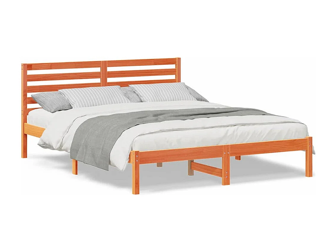 Lit double | Lit adulte | Cadre de lit Marron cire 140x200 cm Bois massif en pin