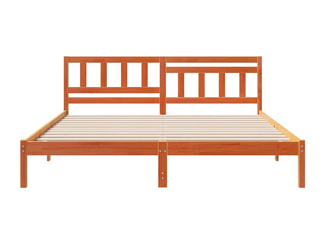 Lit double | Lit adulte | Cadre de lit Marron cire 140x200 cm Bois massif en pin