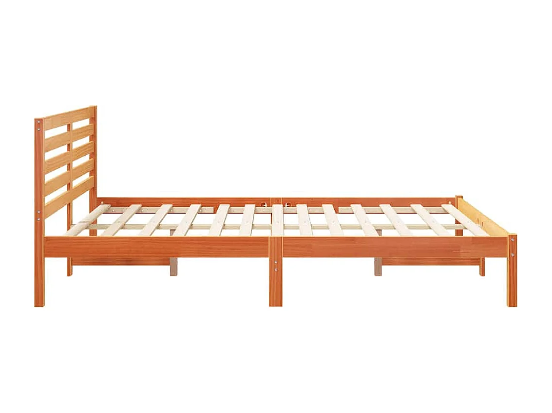 Lit double | Lit adulte | Cadre de lit Marron cire 140x200 cm Bois massif en pin