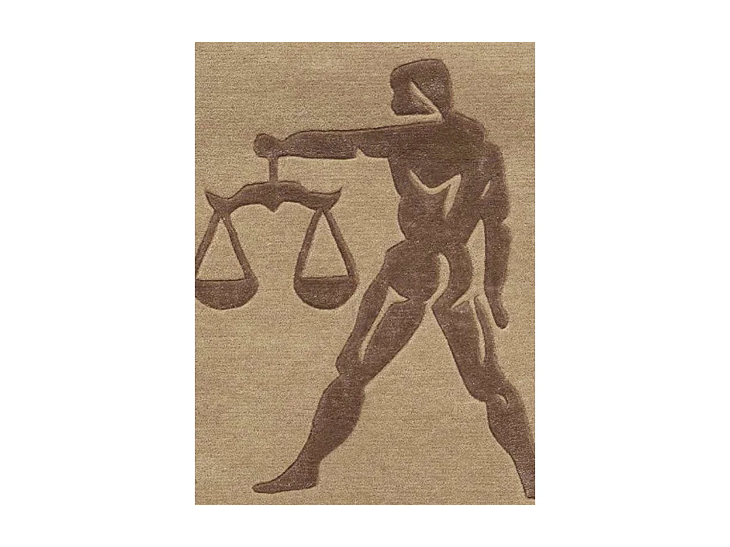 tapis entrée 70x130 fait main en laine beige rectangle motif géométrique LIBRA