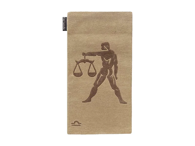 tapis entrée 70x130 fait main en laine beige rectangle motif géométrique LIBRA