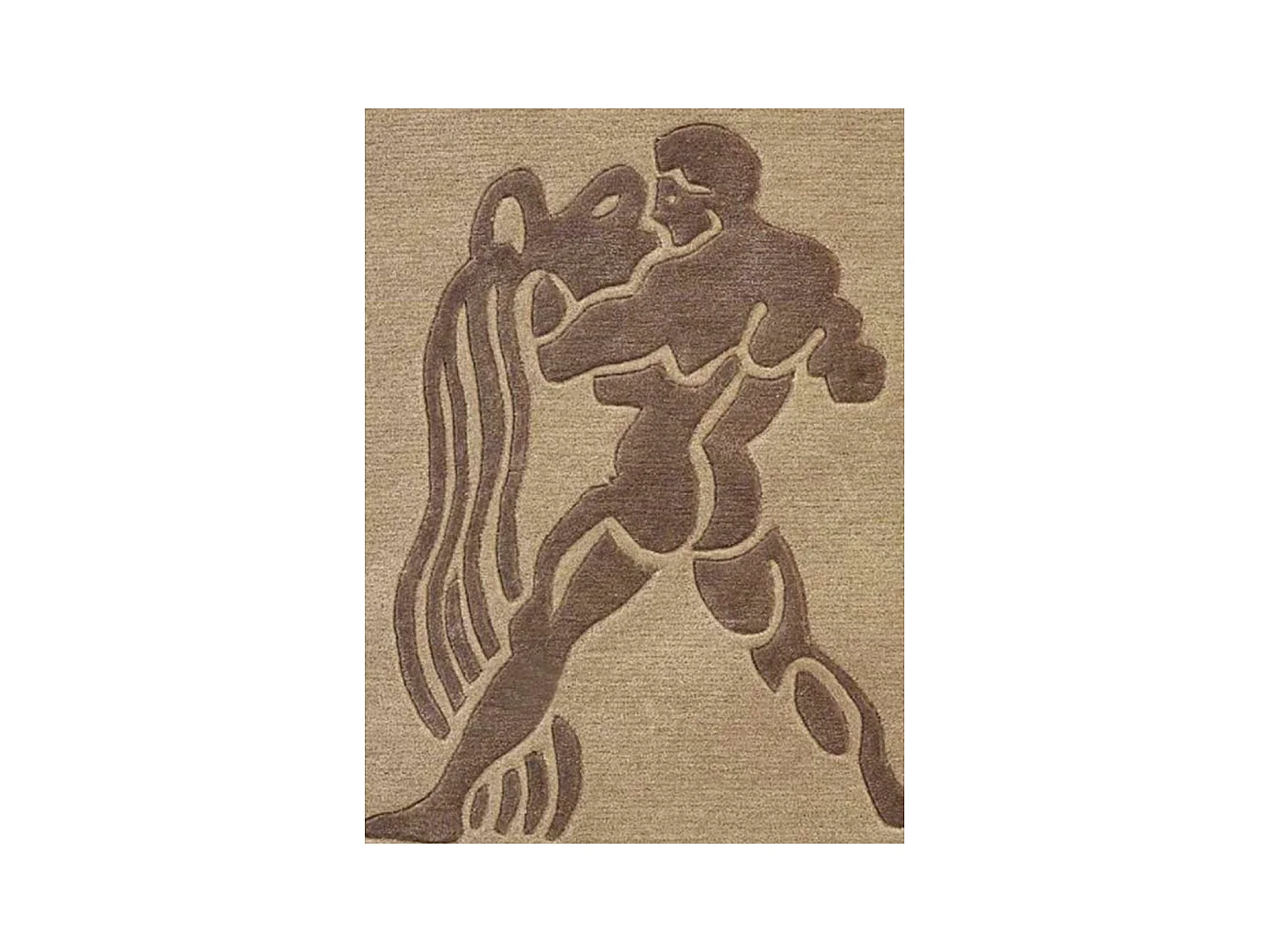 tapis entrée 70x130 fait main en laine beige rectangle motif géométrique RIUS