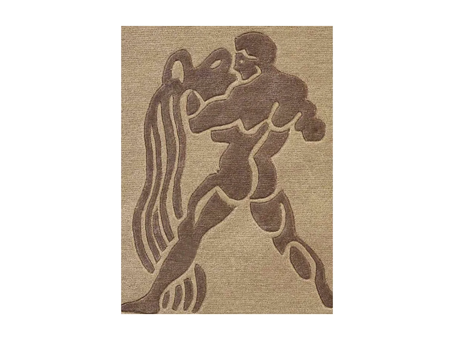 tapis entrée 70x130 fait main en laine beige rectangle motif géométrique RIUS