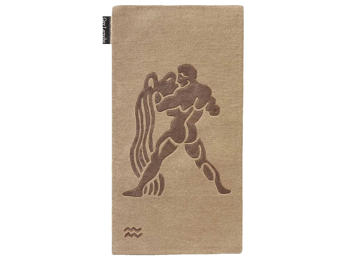 tapis entrée 70x130 fait main en laine beige rectangle motif géométrique RIUS