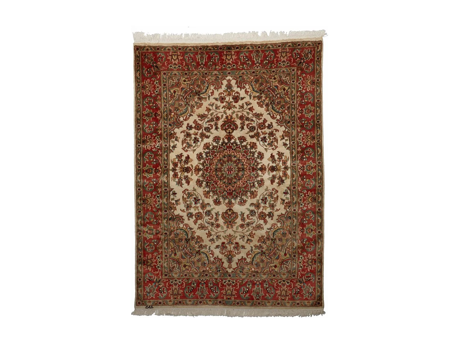 Authentique tapis d'Orient 125x185 fait main en soie beige JIHANGIR 83
