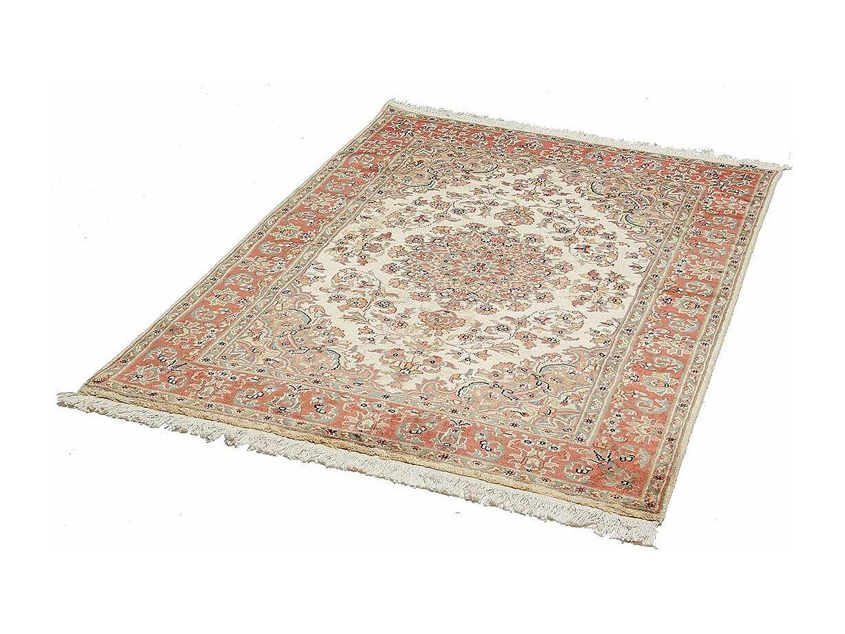 Authentique tapis d'Orient 125x185 fait main en soie beige JIHANGIR 83