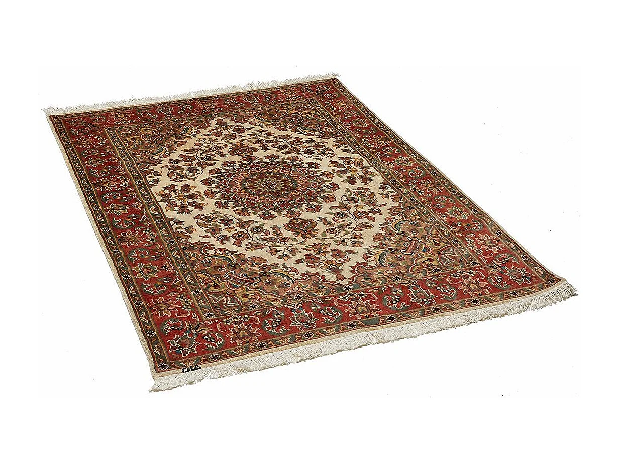 Authentique tapis d'Orient 125x185 fait main en soie beige JIHANGIR 83