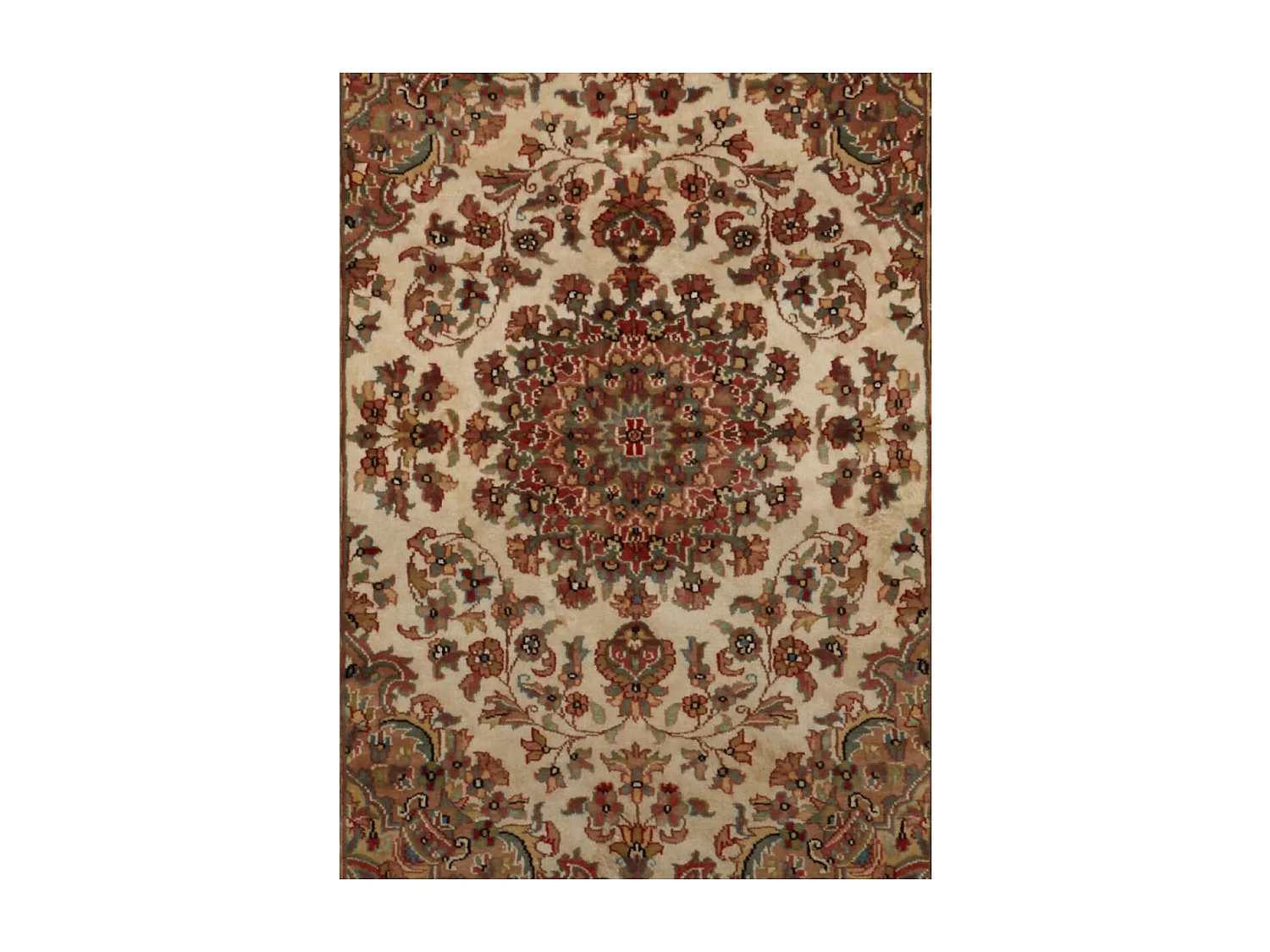 Authentique tapis d'Orient 125x185 fait main en soie beige JIHANGIR 83