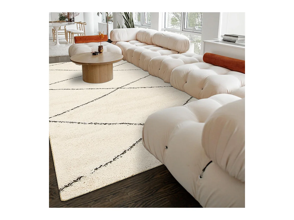 Tapis berbère 120x160 tissé motifs ethno-chic LYN4 BENYLE 3 crème