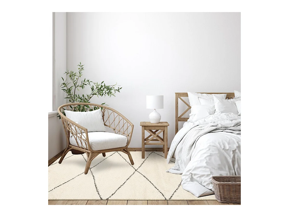 Tapis berbère 120x160 tissé motifs ethno-chic LYN4 BENYLE 3 crème