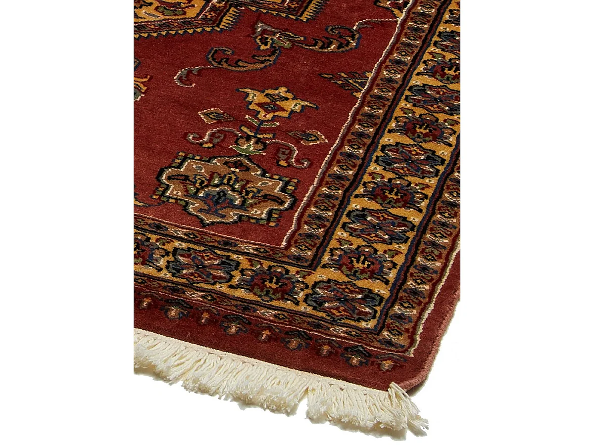 Tapis d'orient classique noué main en laine marron crème 120x180 cm