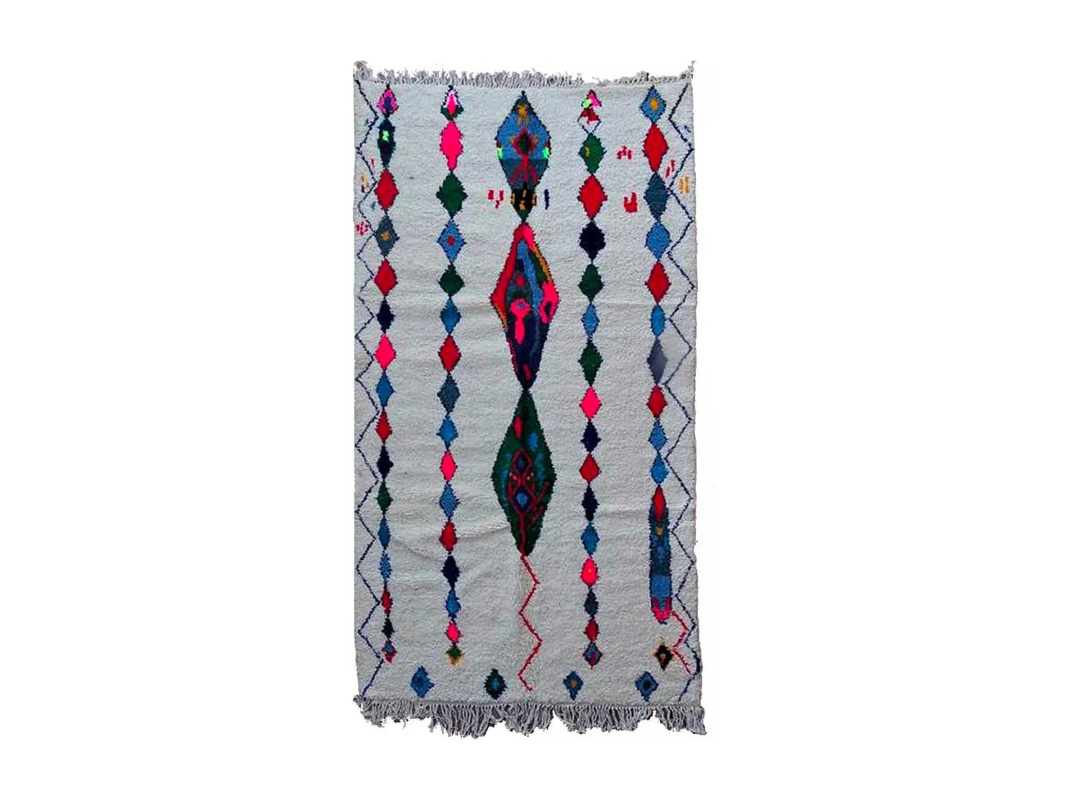 Authentique tapis berbère 150x270 fait main en laine gris et rose TEMARA