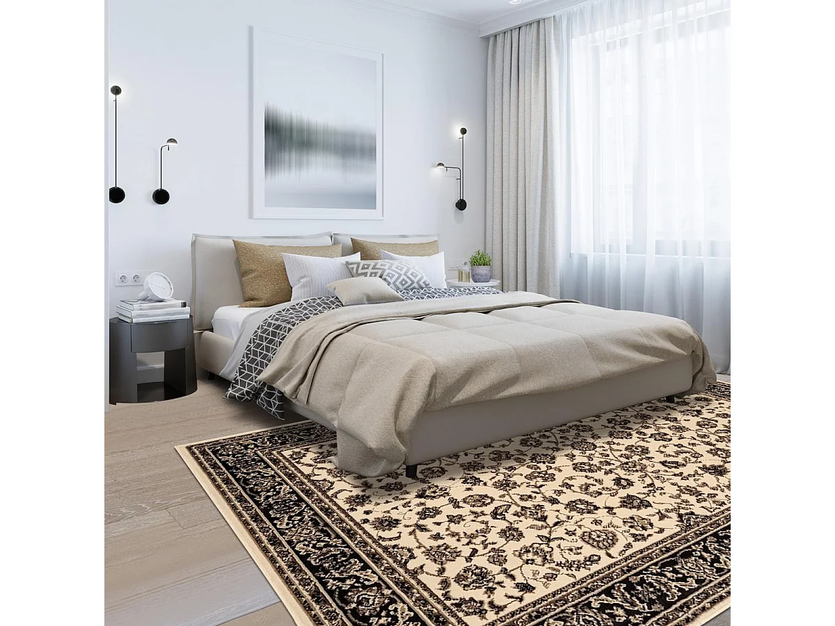 Tapis oriental 235x320 rectangle ivoire tissé motif ancestral LYN1 NOMED