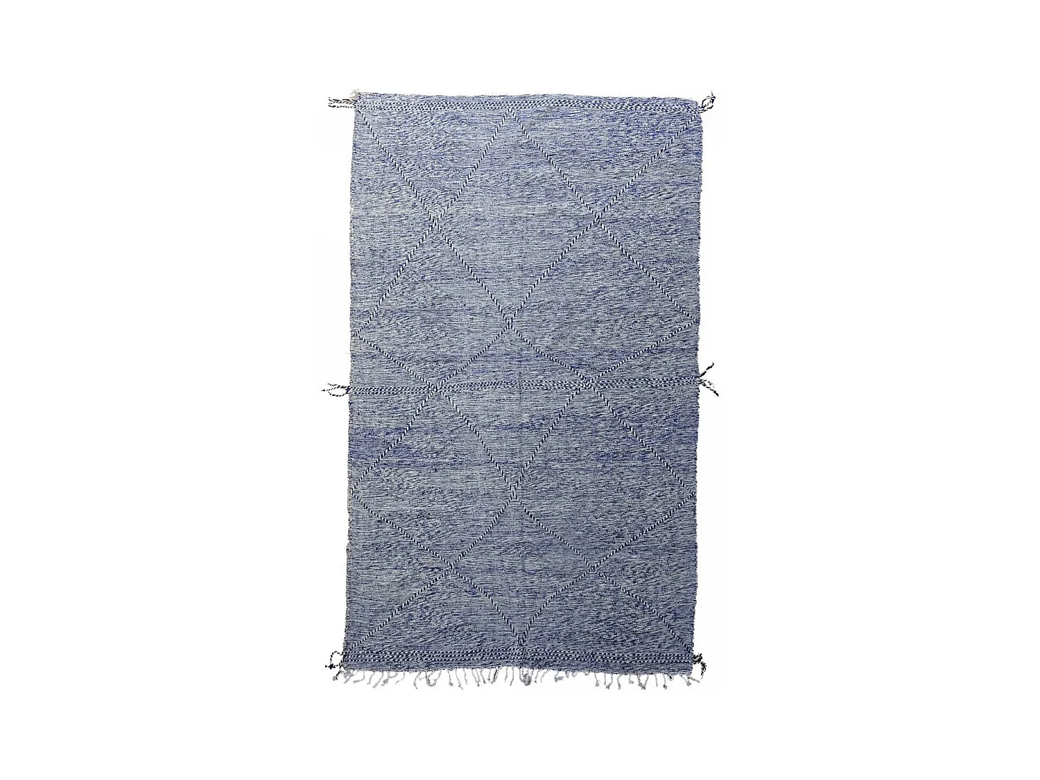 Authentique tapis berbère 190x310 fait à la main en laine bleu et gris ZANAFI 1