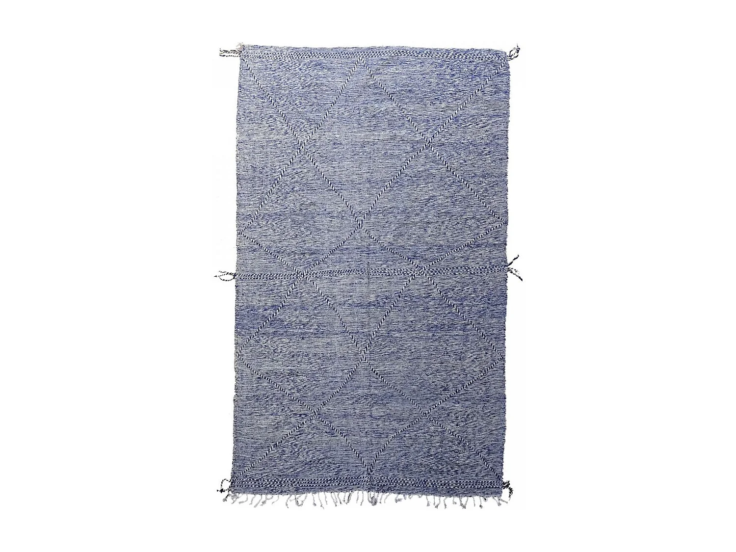 Authentique tapis berbère 190x310 fait à la main en laine bleu et gris ZANAFI 1