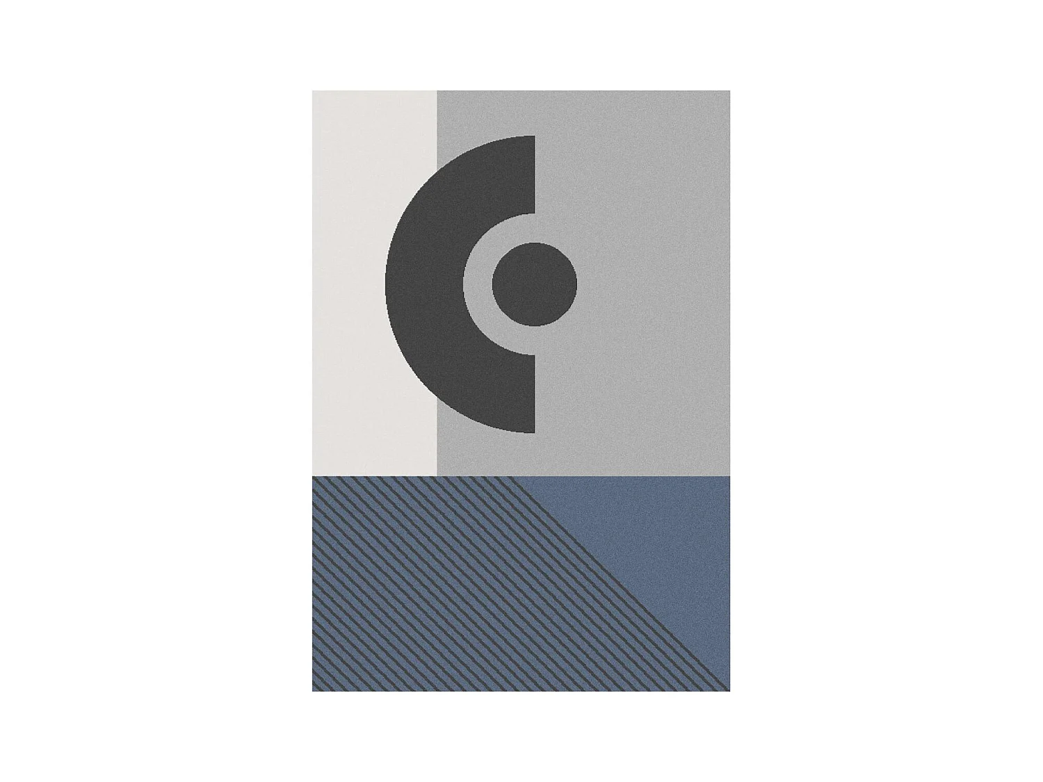 tapis chambre 80x150 tissé gris et bleu rectangle motif géométrique ELAK