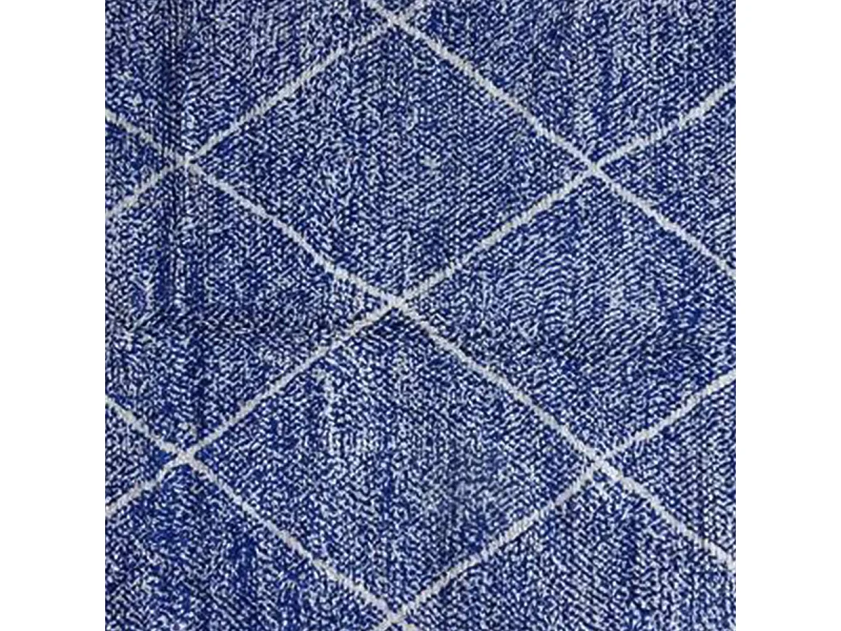 Authentique tapis berbère 205x310 fait main en laine bleu et blanc INLES