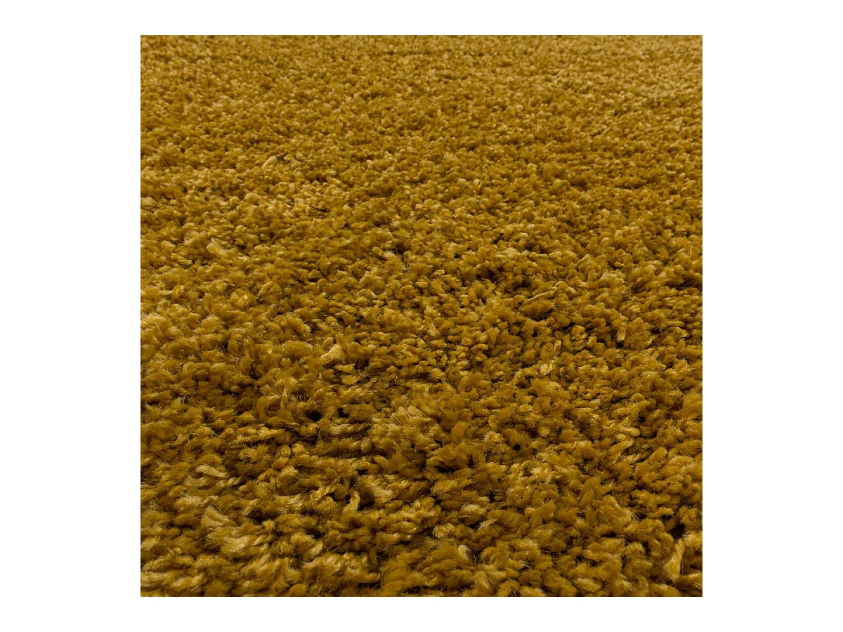 Tapis poils longs shaggy Ø200cm rond tissé or motif uni UNI I