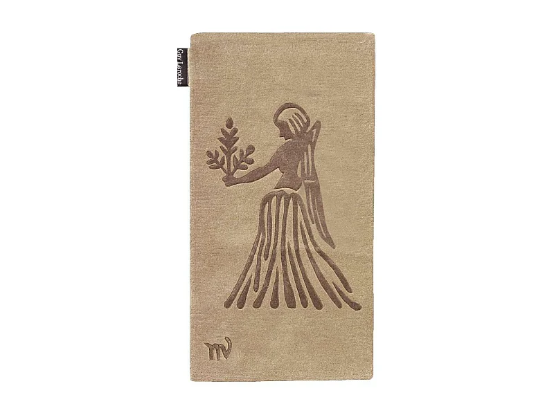 tapis entrée 70x130 fait main en laine beige rectangle motif géométrique VIRGO