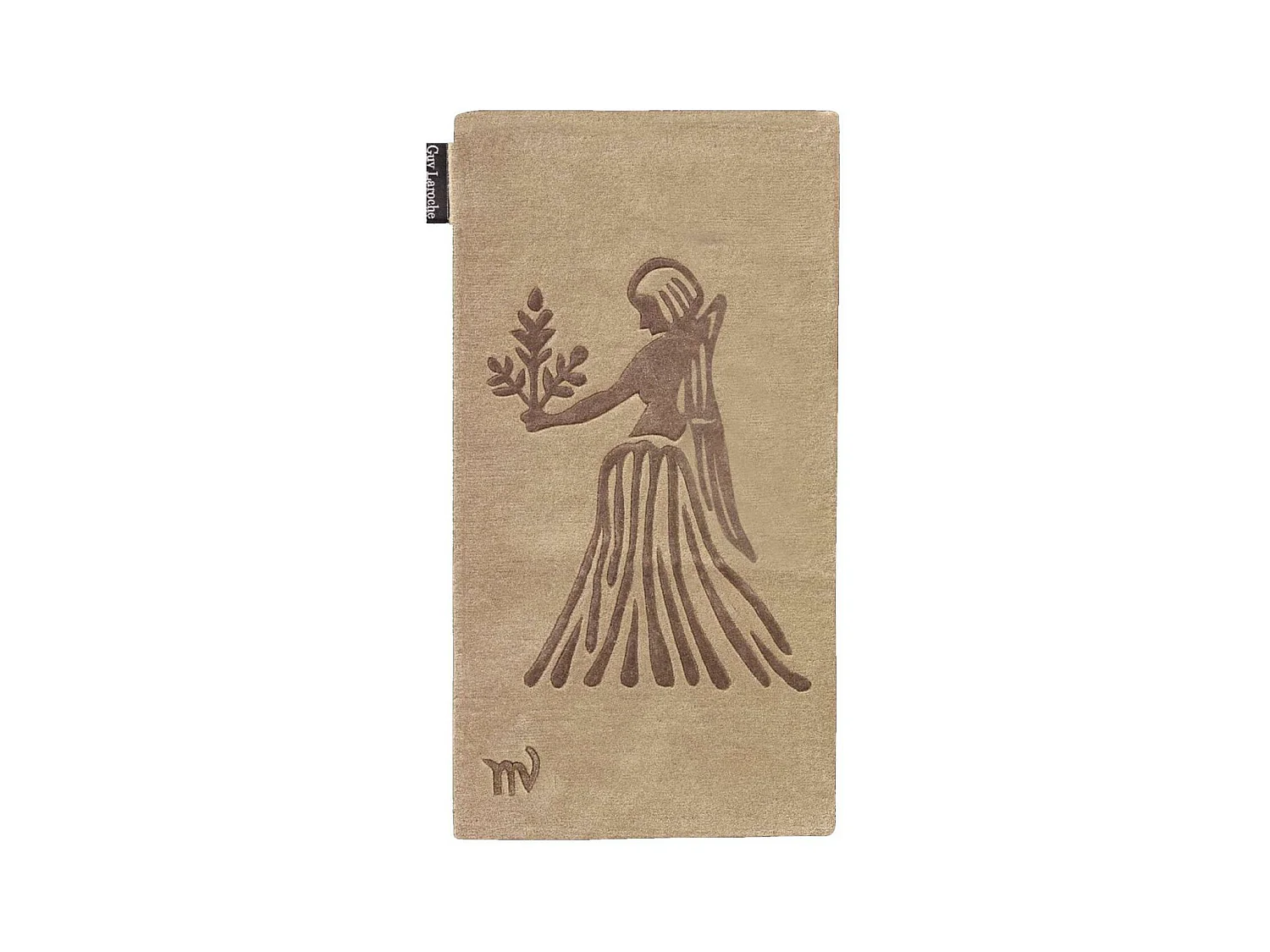 tapis entrée 70x130 fait main en laine beige rectangle motif géométrique VIRGO