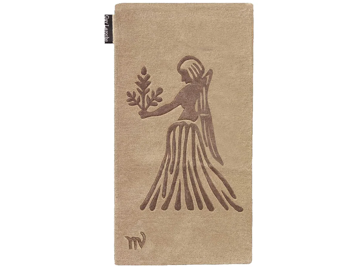 tapis entrée 70x130 fait main en laine beige rectangle motif géométrique VIRGO