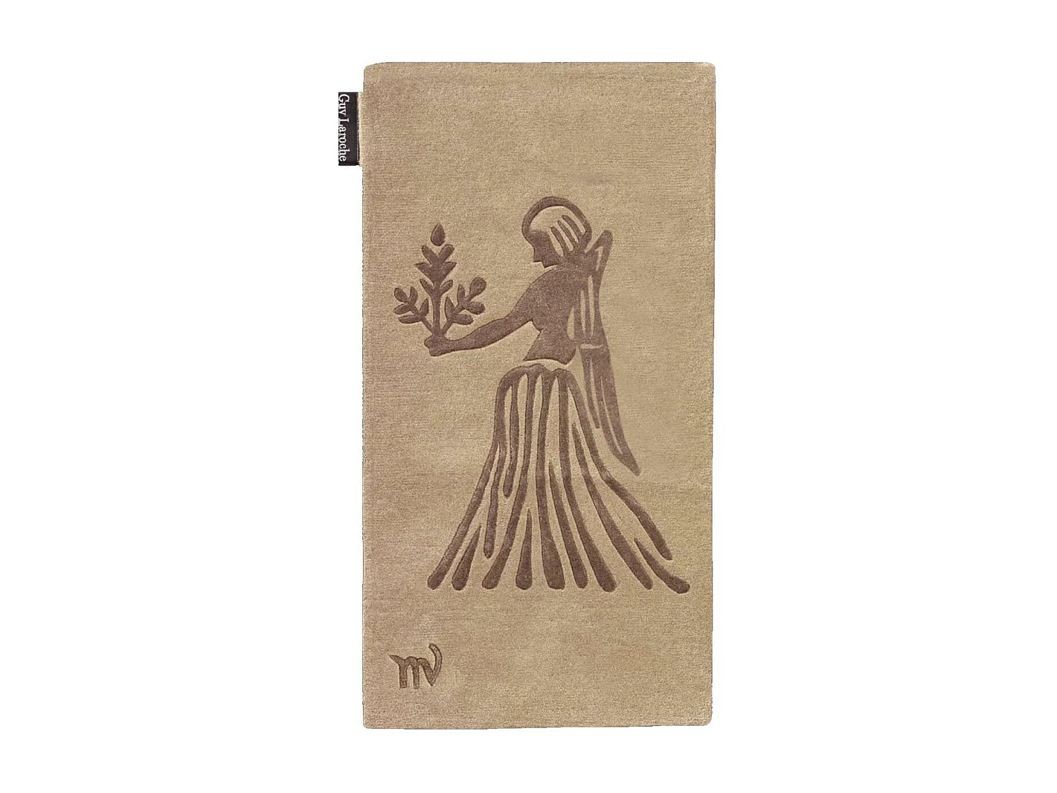 tapis entrée 70x130 fait main en laine beige rectangle motif géométrique VIRGO